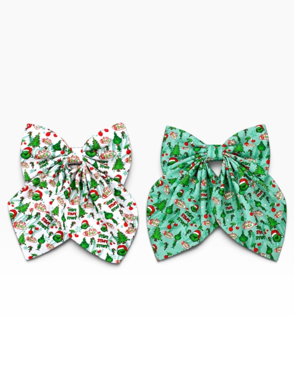 New BUNDLE of 2 Boutique Grinch Theme Coquette Bows Christmas Holiday Classic